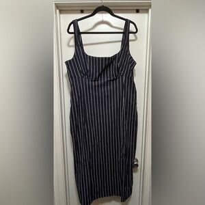 Anthropologie Navy and White Strapless Dress